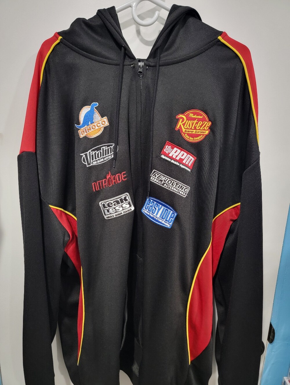 PIXAR Lightning Mcqueen - Black & Red Racing Patch Zip-Up Hoodie - BoxLunch